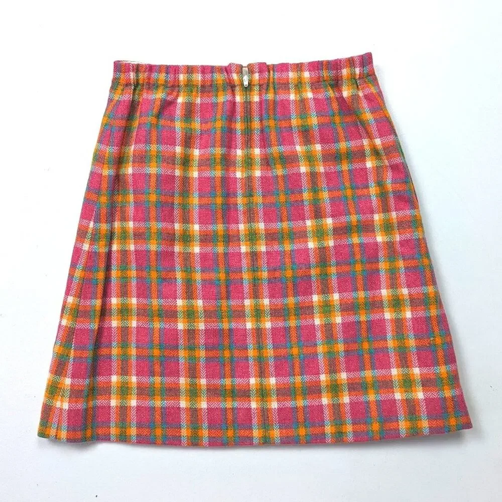 Florence Eiseman Skirt Girls Size 12 Pink Plaid Faux Wrap Wool Blend